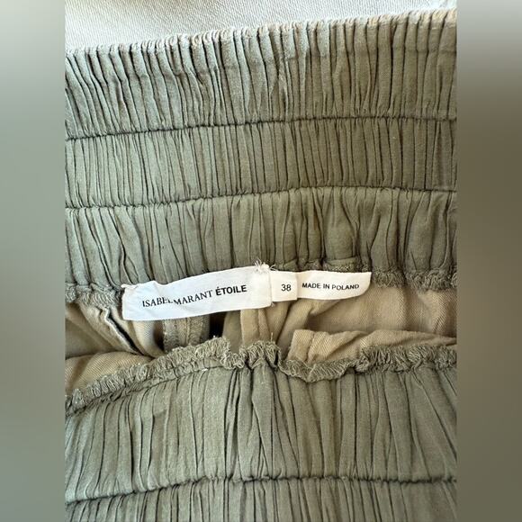 Isabel Marant Étoile Elastic Waist Pleated Linen Blend Pants Tan Womens 38 US 6 - Picture 4 of 5